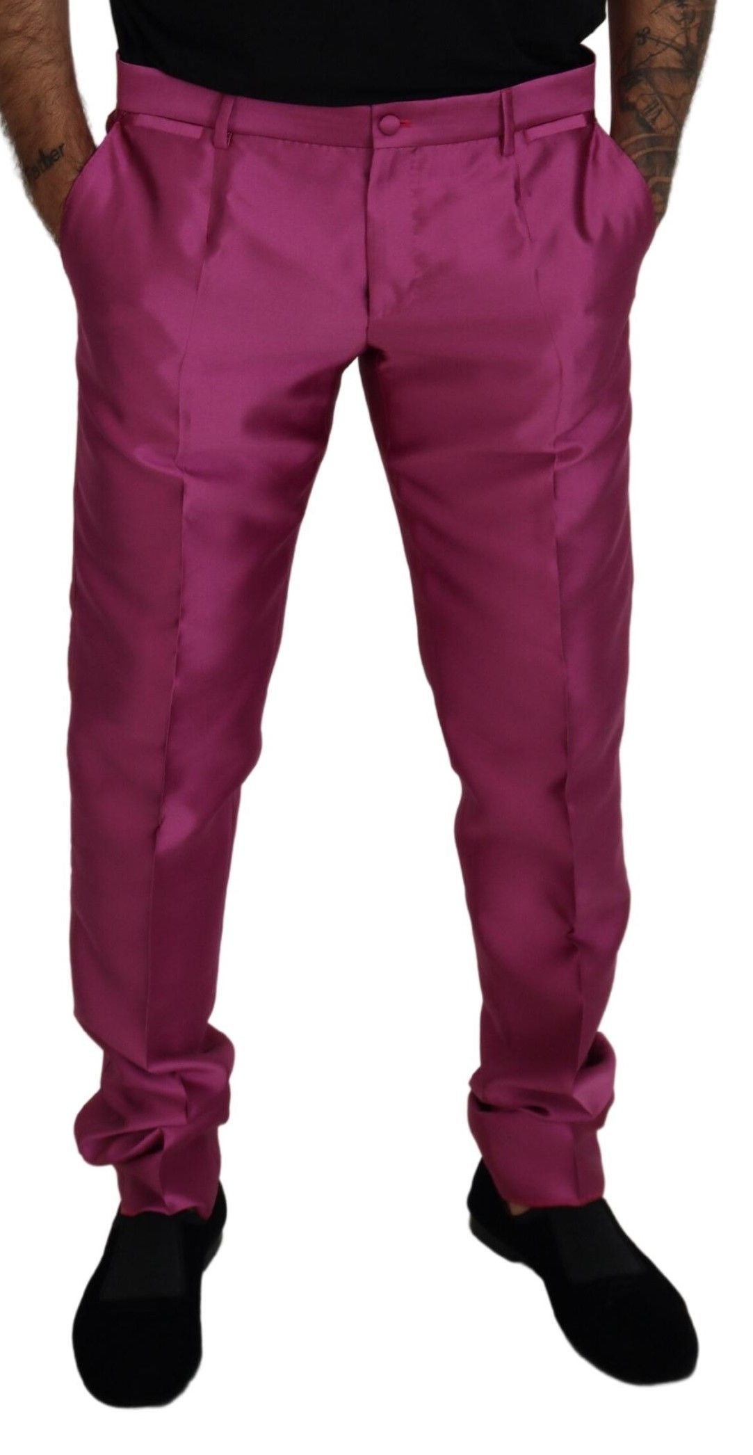 Dolce & Gabbana Pink Silk Slim Trousers Dress Formal Pants Dolce & Gabbana