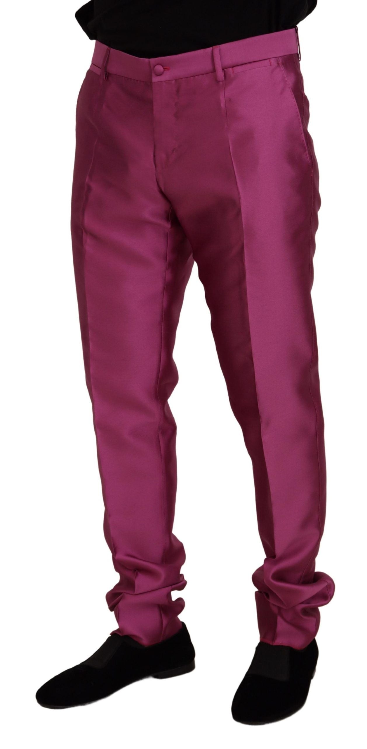 Dolce & Gabbana Pink Silk Slim Trousers Dress Formal Pants Dolce & Gabbana