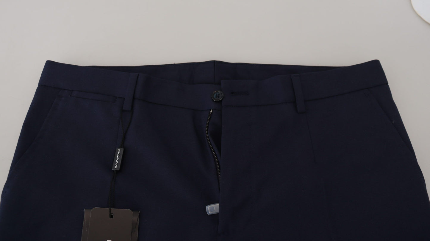 Dolce & Gabbana Blue Linen Cotton Slim Trousers Chinos Pants Dolce & Gabbana
