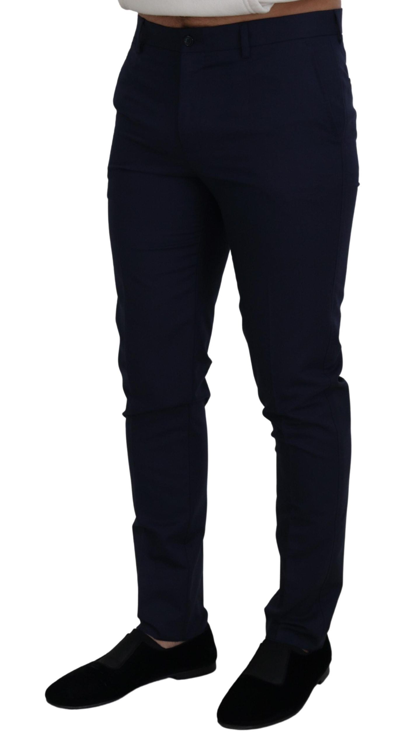 Dolce & Gabbana Blue Linen Cotton Slim Trousers Chinos Pants Dolce & Gabbana