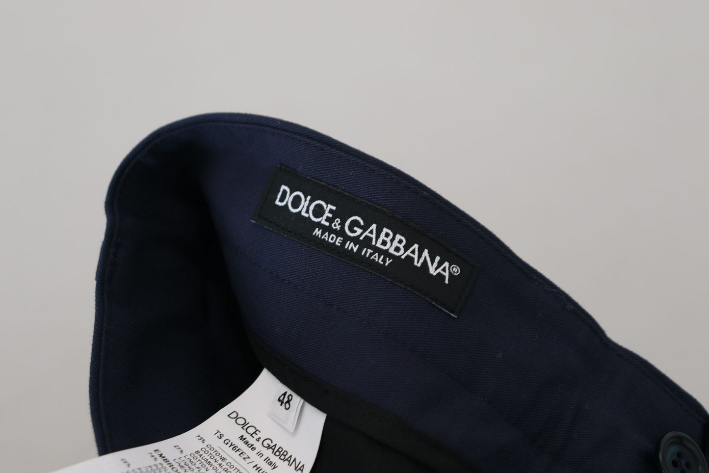 Dolce & Gabbana Blue Linen Cotton Slim Trousers Chinos Pants Dolce & Gabbana