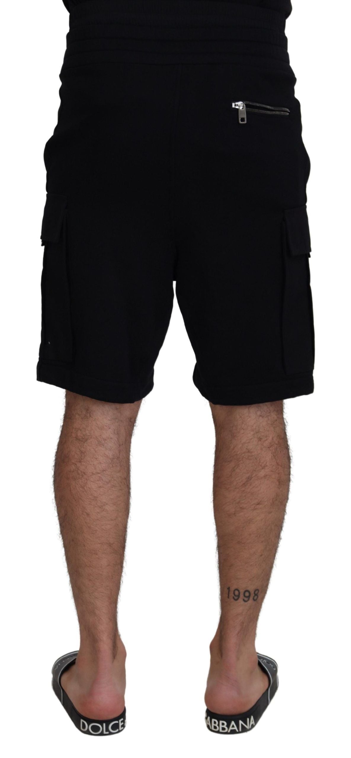 Dolce & Gabbana Black Cotton Bermuda Cargo Shorts Dolce & Gabbana