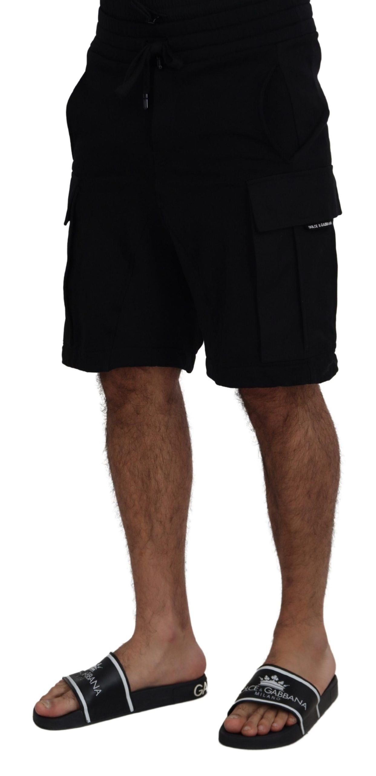 Dolce & Gabbana Black Cotton Bermuda Cargo Shorts Dolce & Gabbana