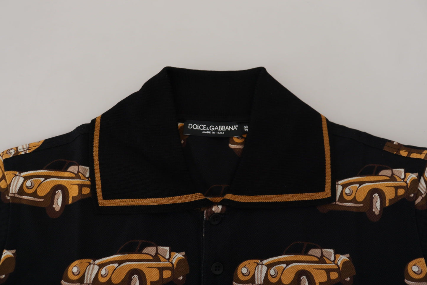 Dolce & Gabbana Black Car Print Short Sleeve Polo T-shirt Dolce & Gabbana