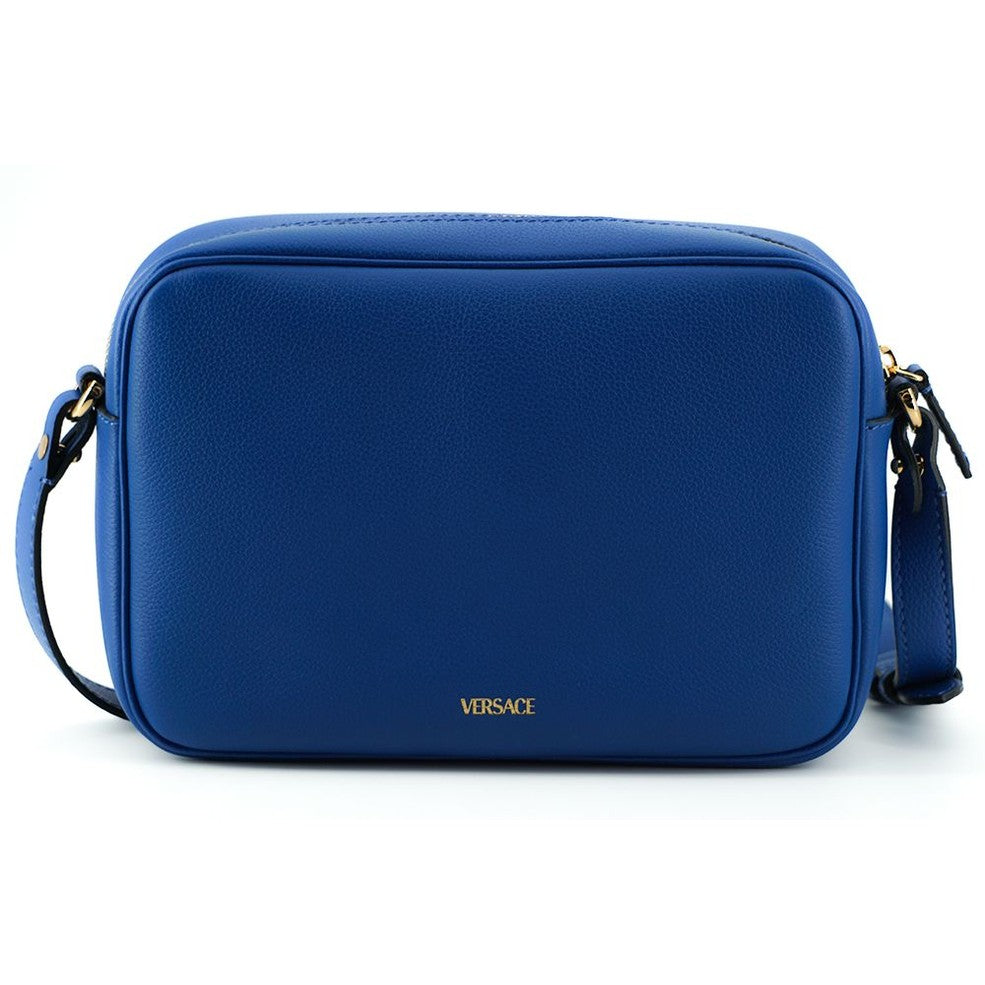 Versace Elegant Blue Calf Leather Camera Case Bag Versace