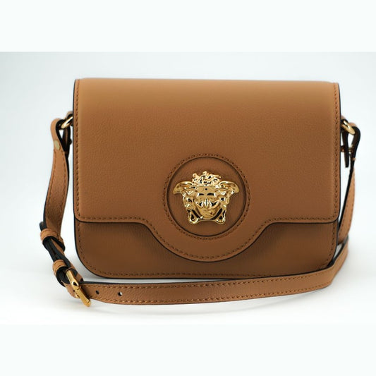 Versace Elegant Calf Leather Shoulder Bag in Brown Versace