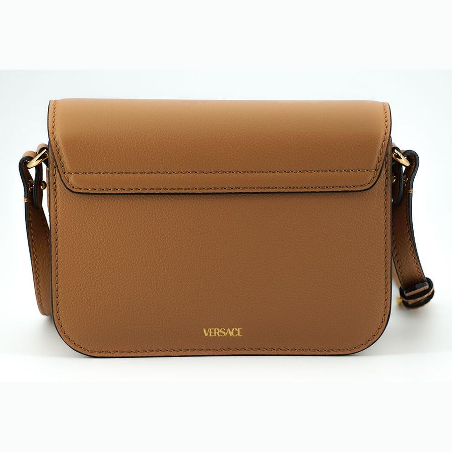Versace Elegant Calf Leather Shoulder Bag in Brown Versace