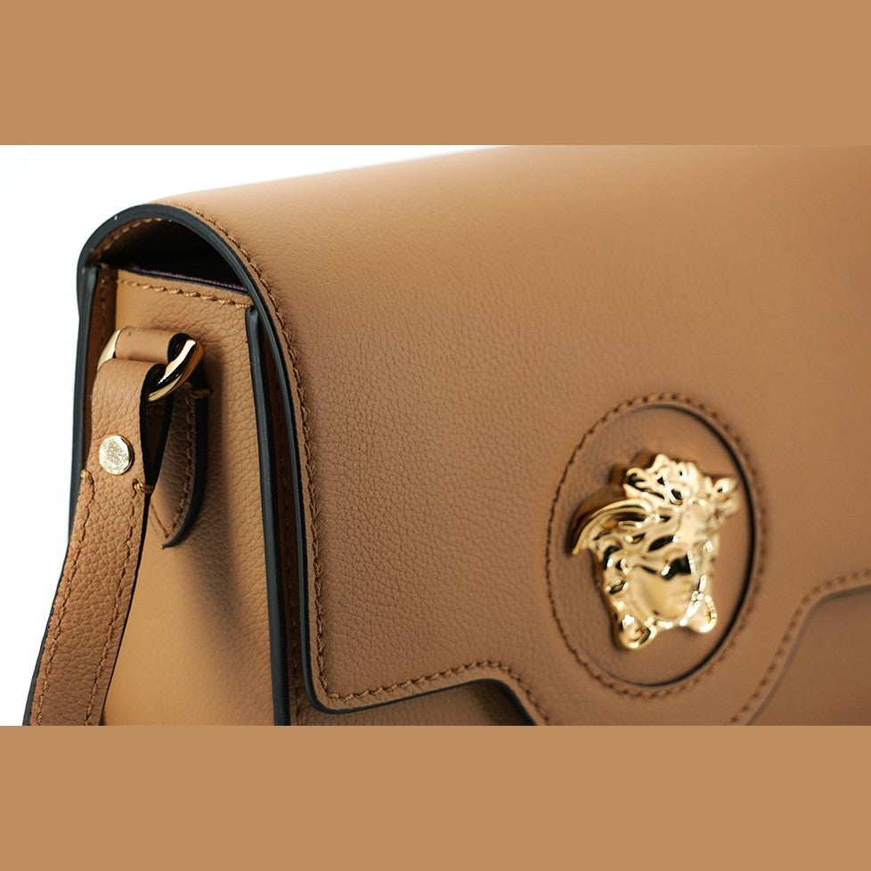 Versace Elegant Calf Leather Shoulder Bag in Brown Versace