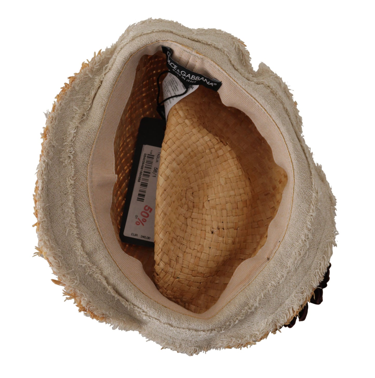 Dolce & Gabbana Yellow Ribbon Floral Embellished Straw Hat Dolce & Gabbana