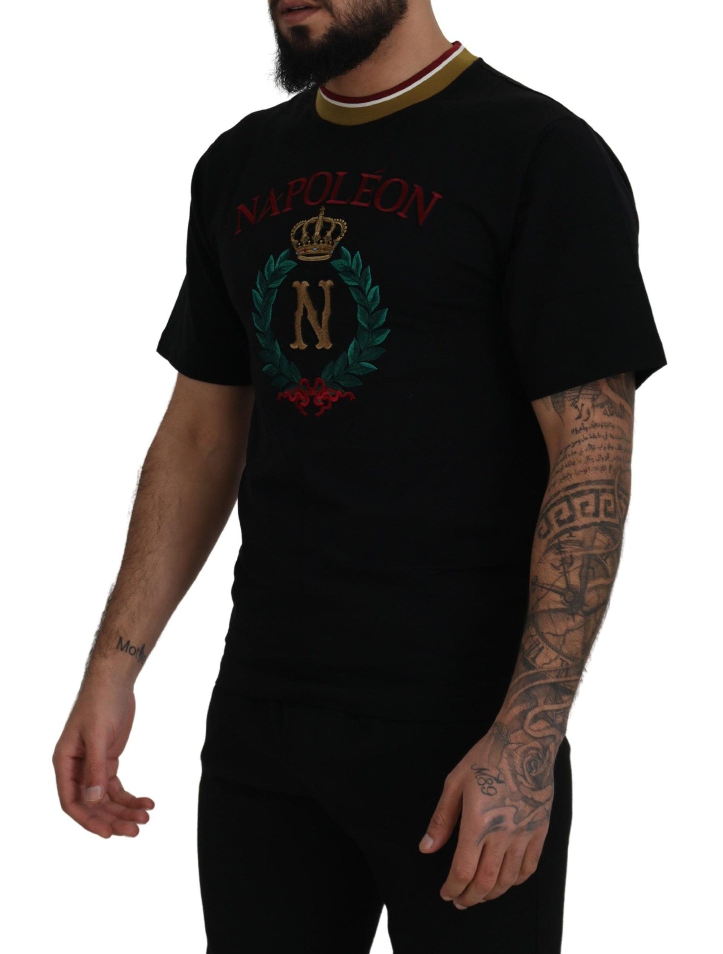 Dolce & Gabbana Black Cotton Embroidered Crewneck T-shirt Dolce & Gabbana