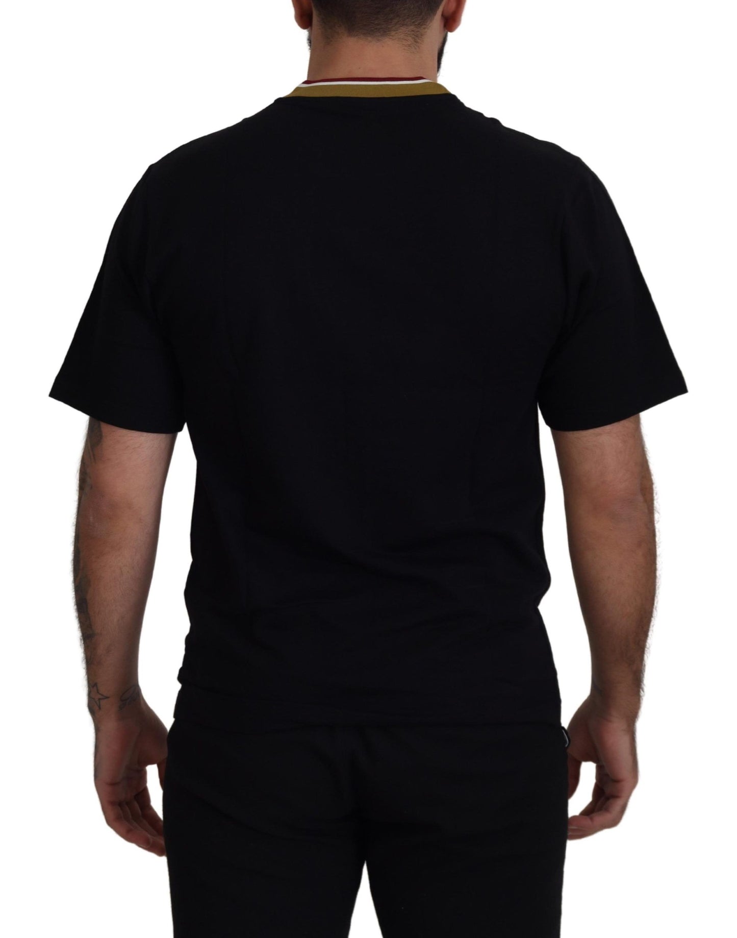Dolce & Gabbana Black Cotton Embroidered Crewneck T-shirt Dolce & Gabbana