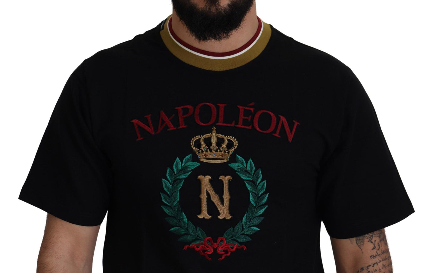 Dolce & Gabbana Black Cotton Embroidered Crewneck T-shirt Dolce & Gabbana