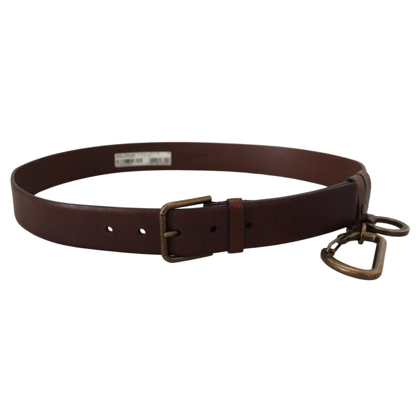 Dolce & Gabbana Brown Leather Gold Metal Buckle Carabiner Belt Dolce & Gabbana
