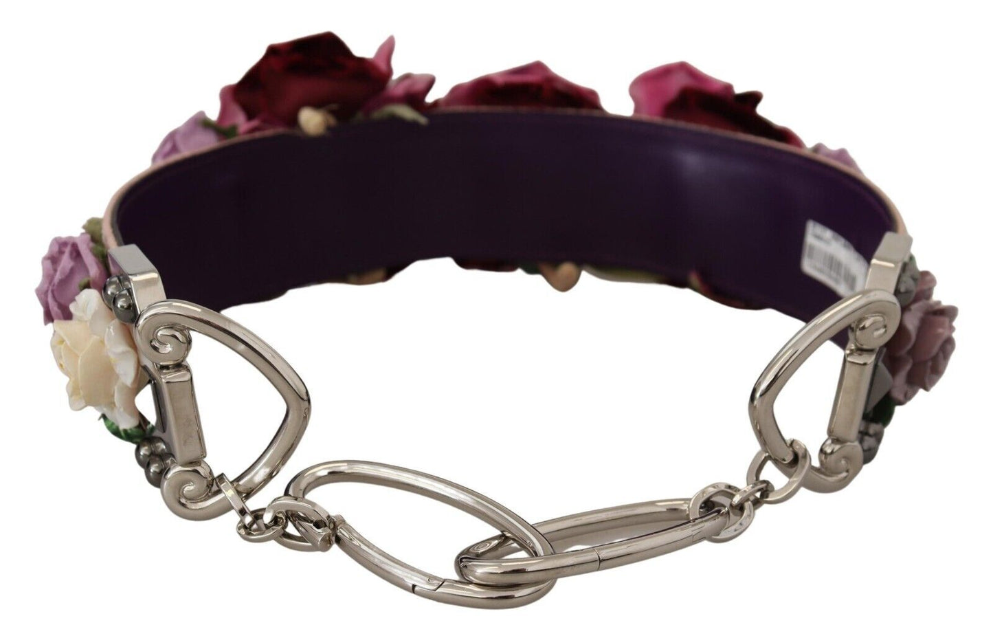 Dolce & Gabbana Multicolor Floral Appliques Metal Shoulder Strap Dolce & Gabbana