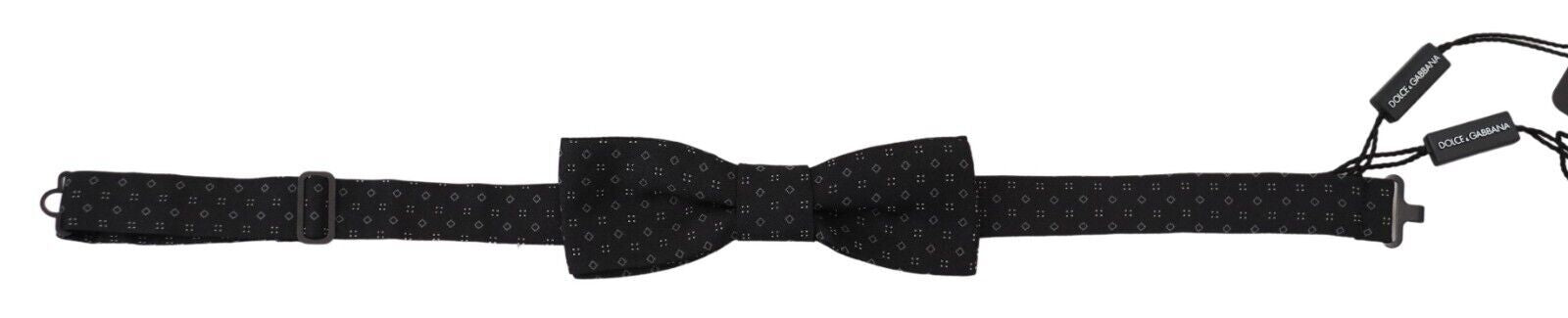 Dolce & Gabbana Black Pattern Silk Adjustable Neck Papillon Bow Tie Dolce & Gabbana