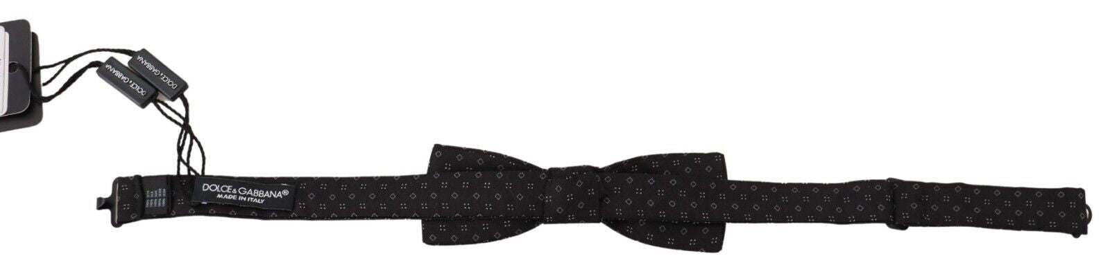 Dolce & Gabbana Black Pattern Silk Adjustable Neck Papillon Bow Tie Dolce & Gabbana