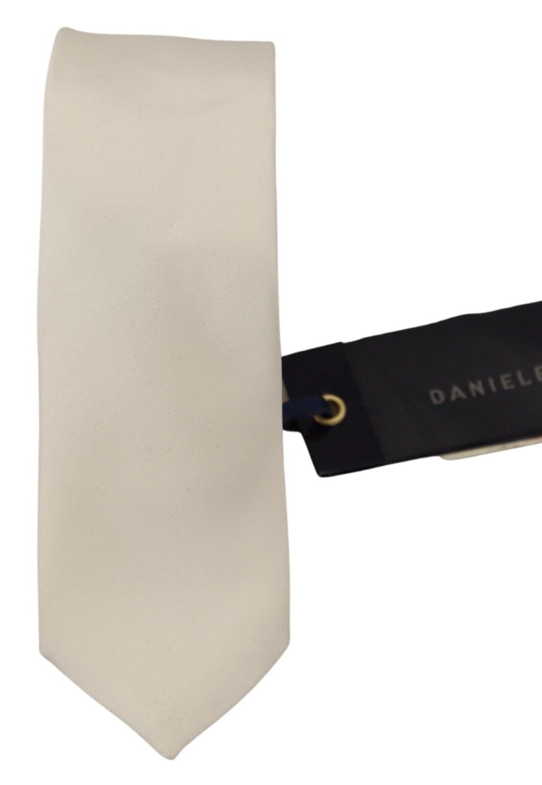 Daniele Alessandrini Off White Silk Men Necktie Adjustable Accessory Tie Daniele Alessandrini