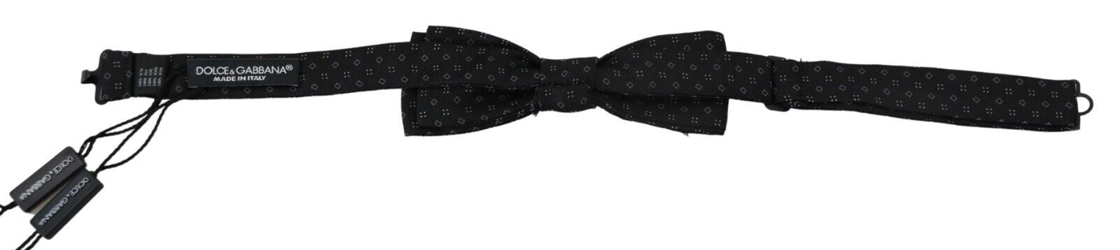 Dolce & Gabbana Black Silk Patterned Necktie Men Accessory Bow Tie Dolce & Gabbana