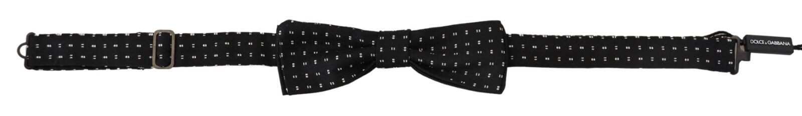 Dolce & Gabbana Black Silk Patterned Neck Papillon Accessory Bow Tie Dolce & Gabbana