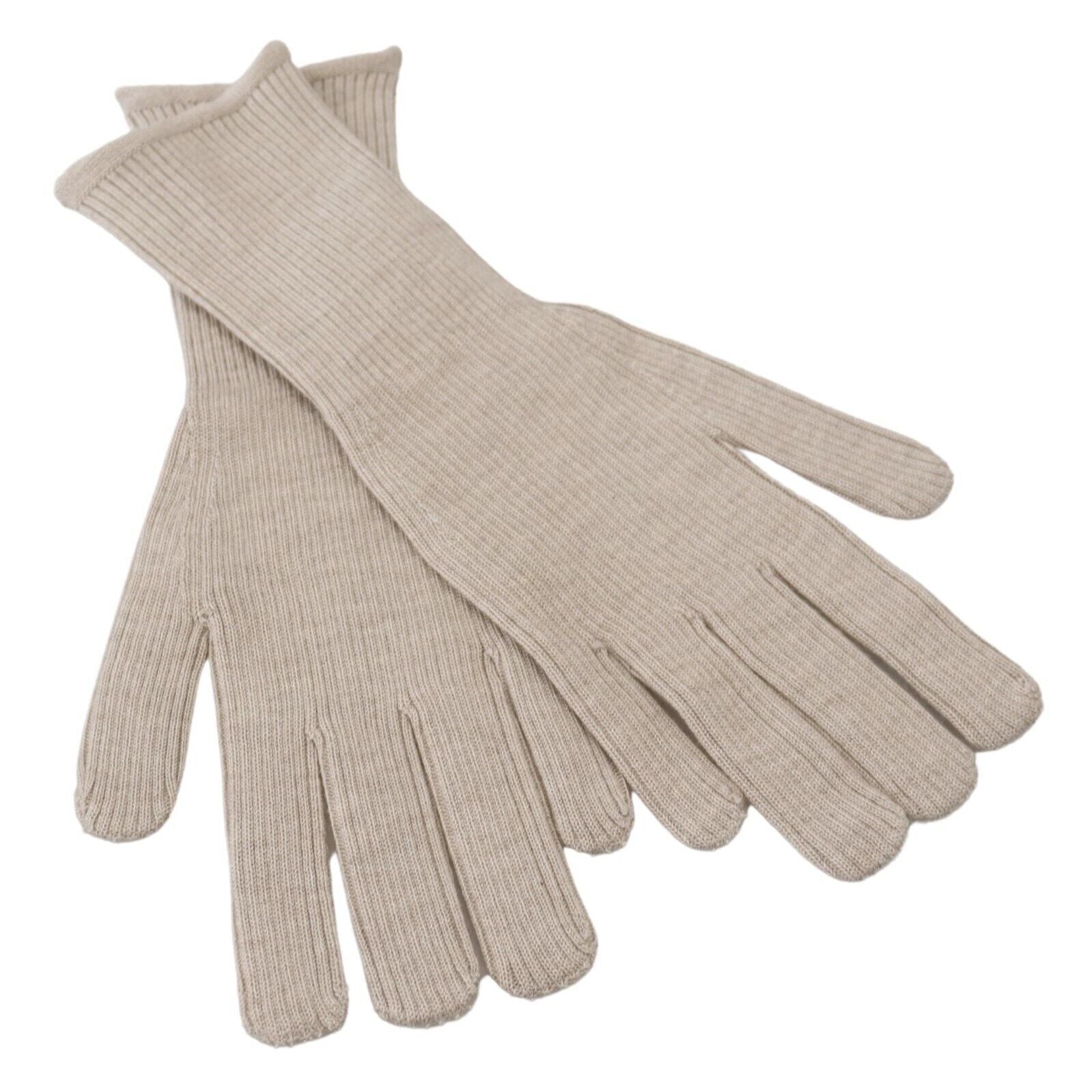 Dolce & Gabbana Ivory Cashmere Silk Hands Mitten Mens Gloves Dolce & Gabbana