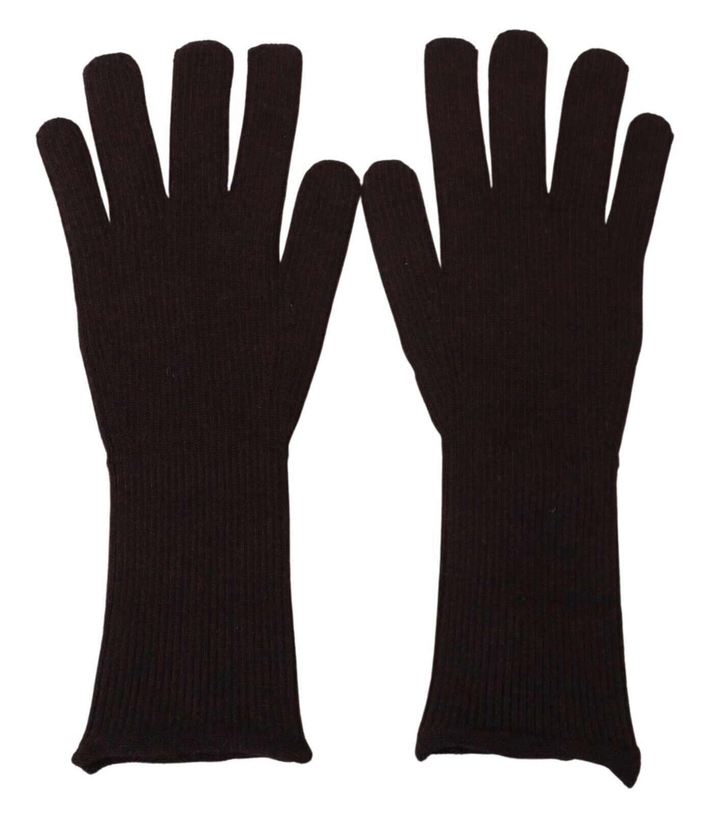 Dolce & Gabbana Brown Cashmere Silk Hands Mitten Mens Gloves Dolce & Gabbana
