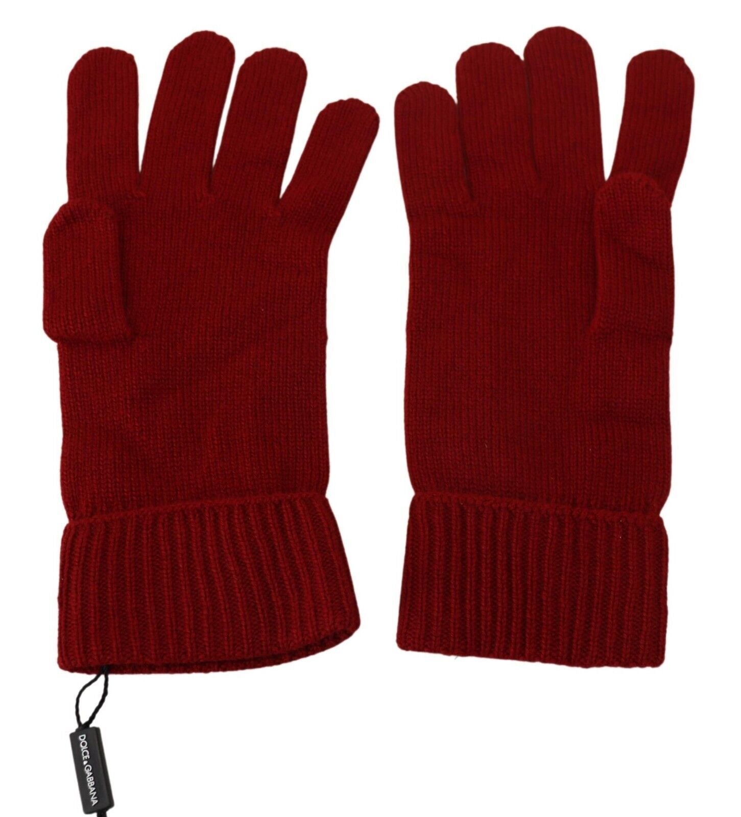 Dolce & Gabbana Red 100% Cashmere Knit Hands Mitten Mens Gloves Dolce & Gabbana