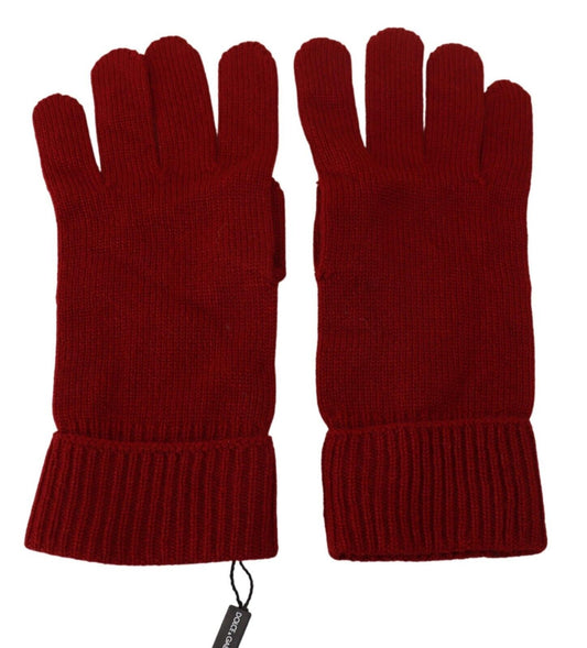 Dolce & Gabbana Red 100% Cashmere Knit Hands Mitten Mens Gloves Dolce & Gabbana