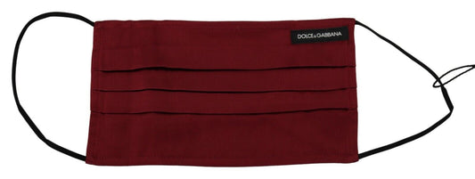 Dolce & Gabbana Maroon Silk Pleated Elastic Ear Strap One Size Face Mask Dolce & Gabbana