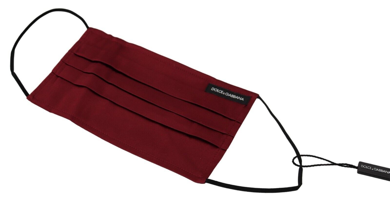 Dolce & Gabbana Maroon Silk Pleated Elastic Ear Strap One Size Face Mask Dolce & Gabbana