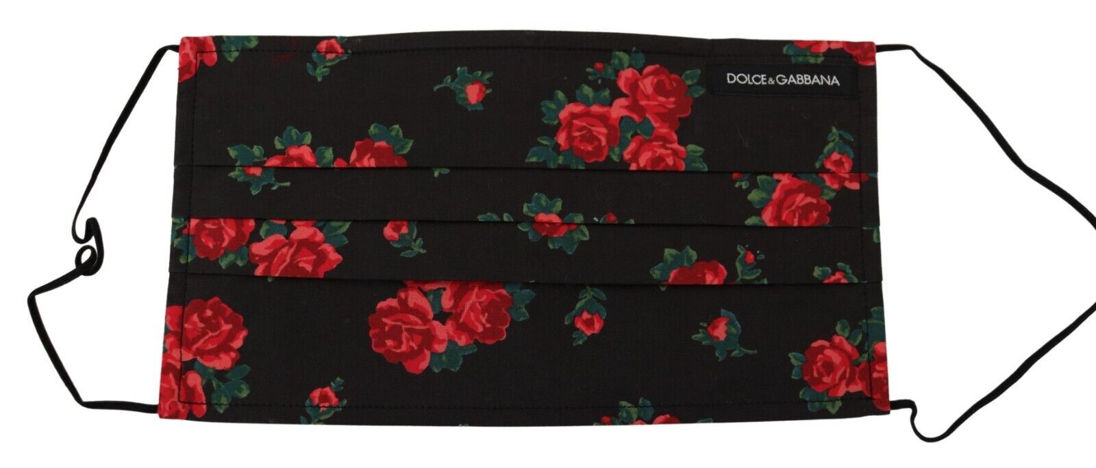 Dolce & Gabbana Black Floral Pleated Elastic Ear Strap One Size Face Mask Dolce & Gabbana