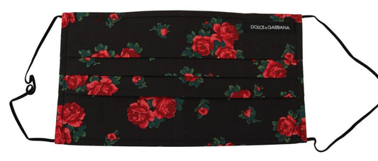 Dolce & Gabbana Black Floral Pleated Elastic Ear Strap One Size Face Mask Dolce & Gabbana