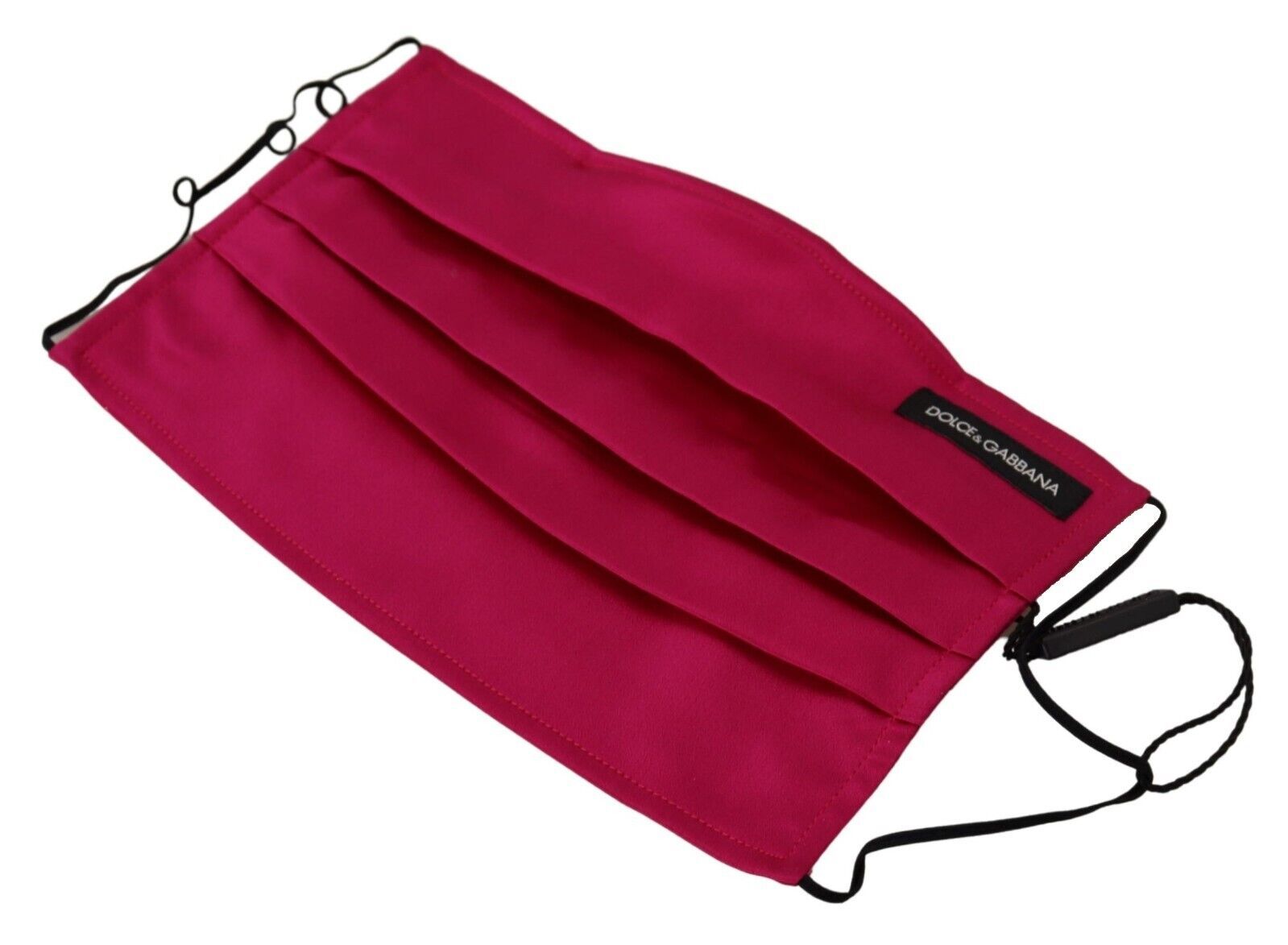 Dolce & Gabbana Maroon Silk Pleated Elastic Ear Strap One Size Face Mask Dolce & Gabbana