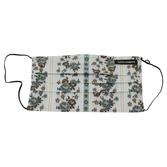 Dolce & Gabbana White Floral Cotton Pleated Elastic Ear Strap Face Mask Dolce & Gabbana