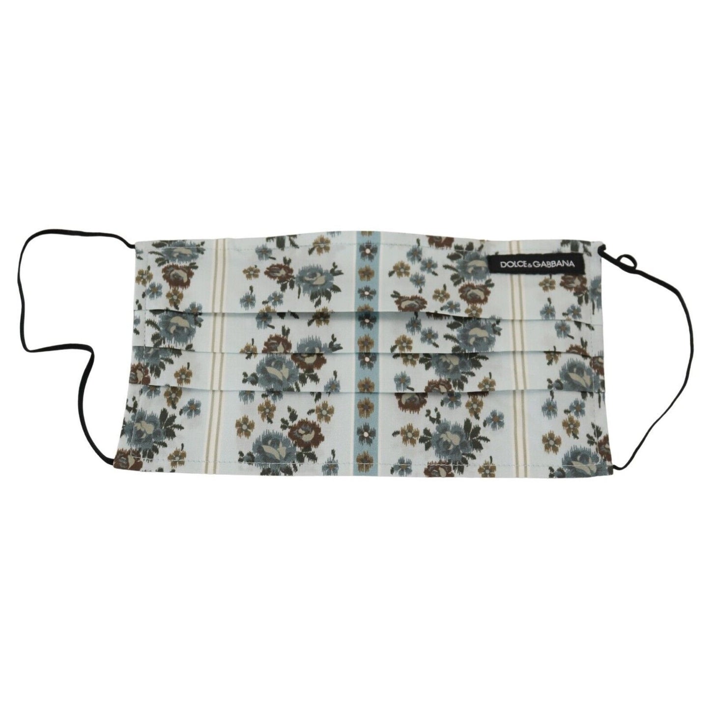 Dolce & Gabbana White Floral Cotton Pleated Elastic Ear Strap Face Mask Dolce & Gabbana