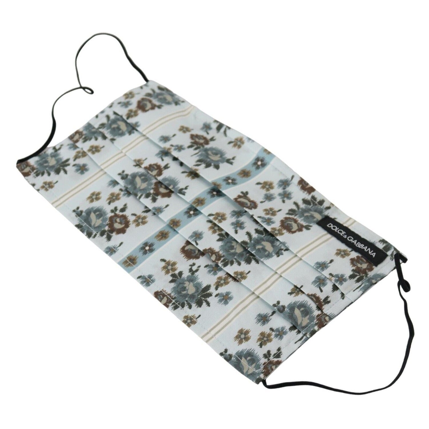 Dolce & Gabbana White Floral Cotton Pleated Elastic Ear Strap Face Mask Dolce & Gabbana