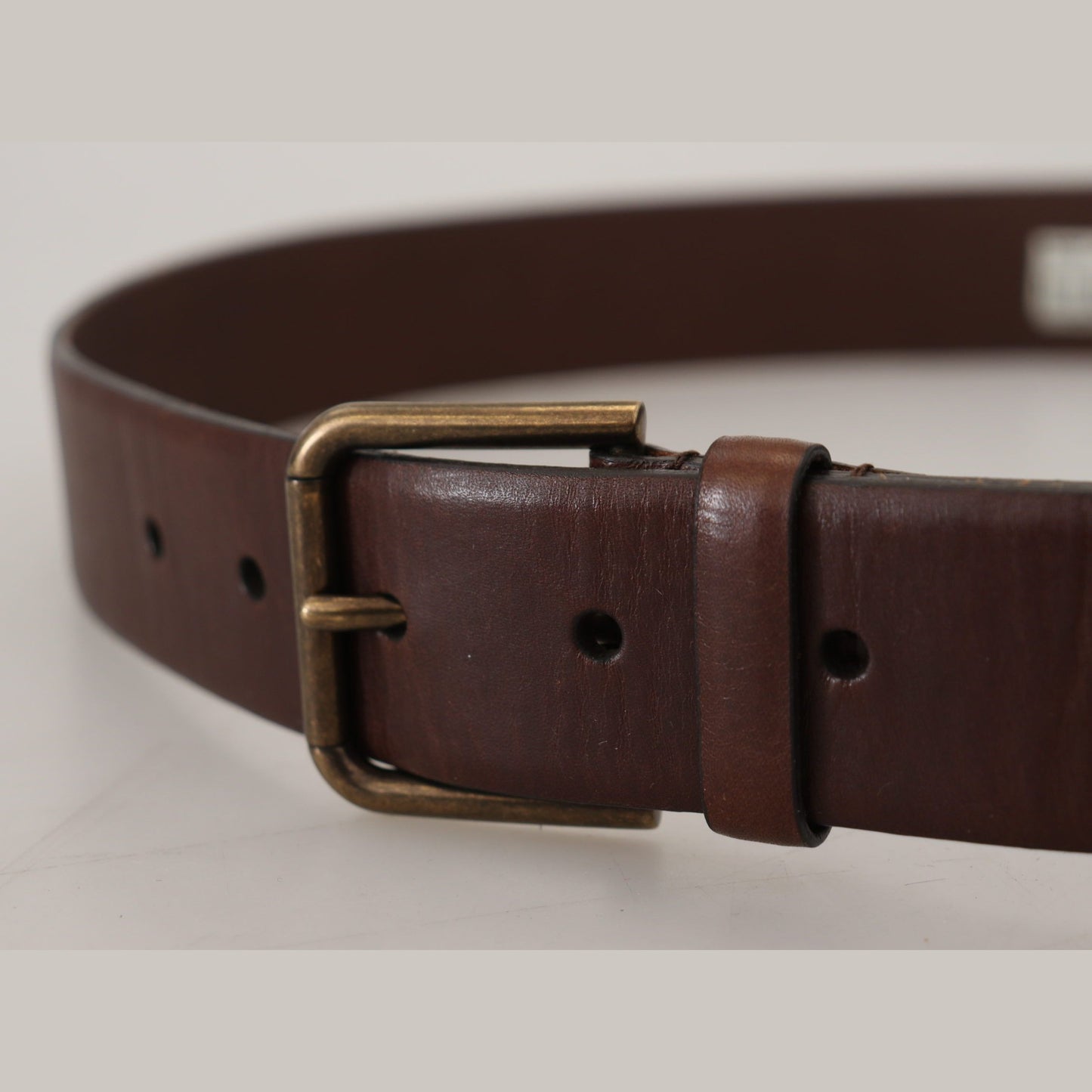 Dolce & Gabbana Brown Leather Gold Metal Buckle Carabiner Belt Dolce & Gabbana