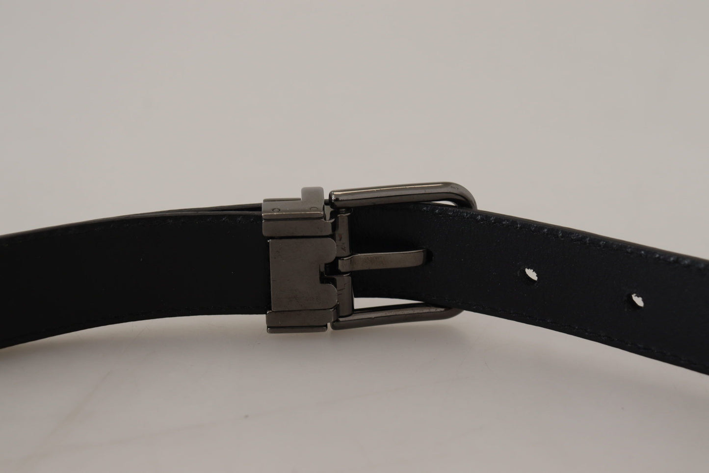 Dolce & Gabbana Blue Leather Silver Metal Buckle Vintage Belt Dolce & Gabbana