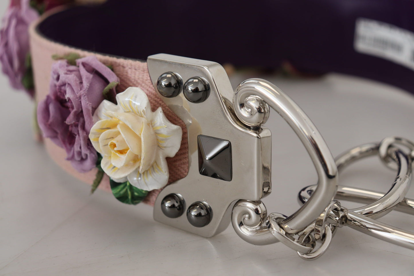 Dolce & Gabbana Multicolor Floral Appliques Metal Shoulder Strap Dolce & Gabbana
