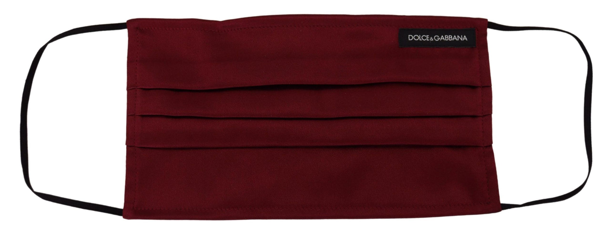 Dolce & Gabbana Maroon Silk Pleated Elastic Ear Strap One Size Face Mask Dolce & Gabbana