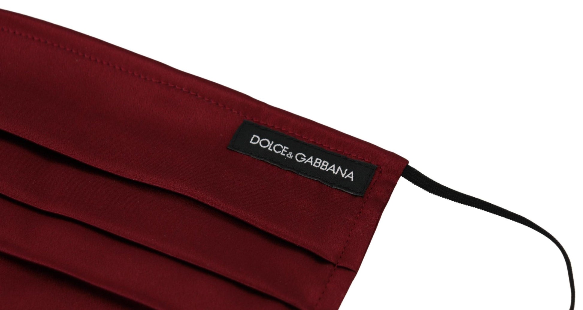 Dolce & Gabbana Maroon Silk Pleated Elastic Ear Strap One Size Face Mask Dolce & Gabbana