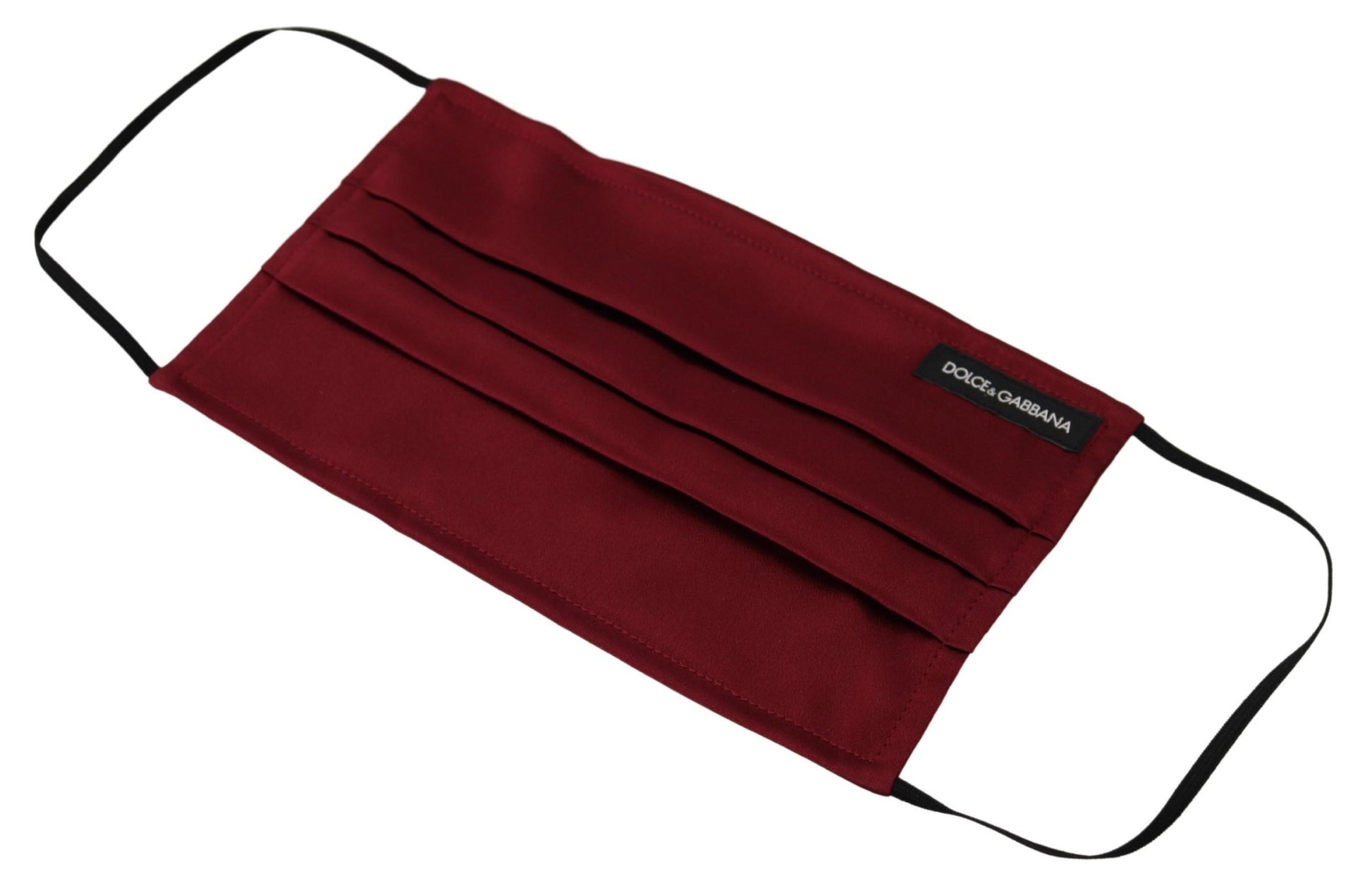 Dolce & Gabbana Maroon Silk Pleated Elastic Ear Strap One Size Face Mask Dolce & Gabbana
