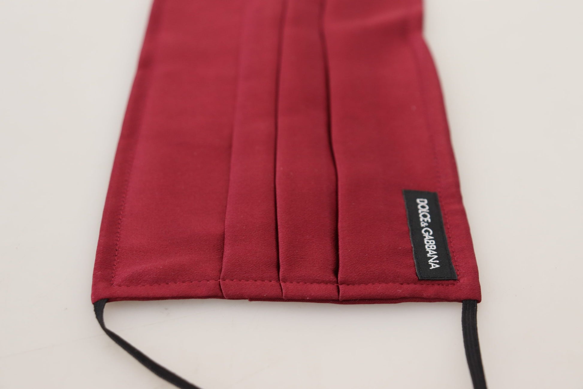 Dolce & Gabbana Maroon Silk Pleated Elastic Ear Strap One Size Face Mask Dolce & Gabbana
