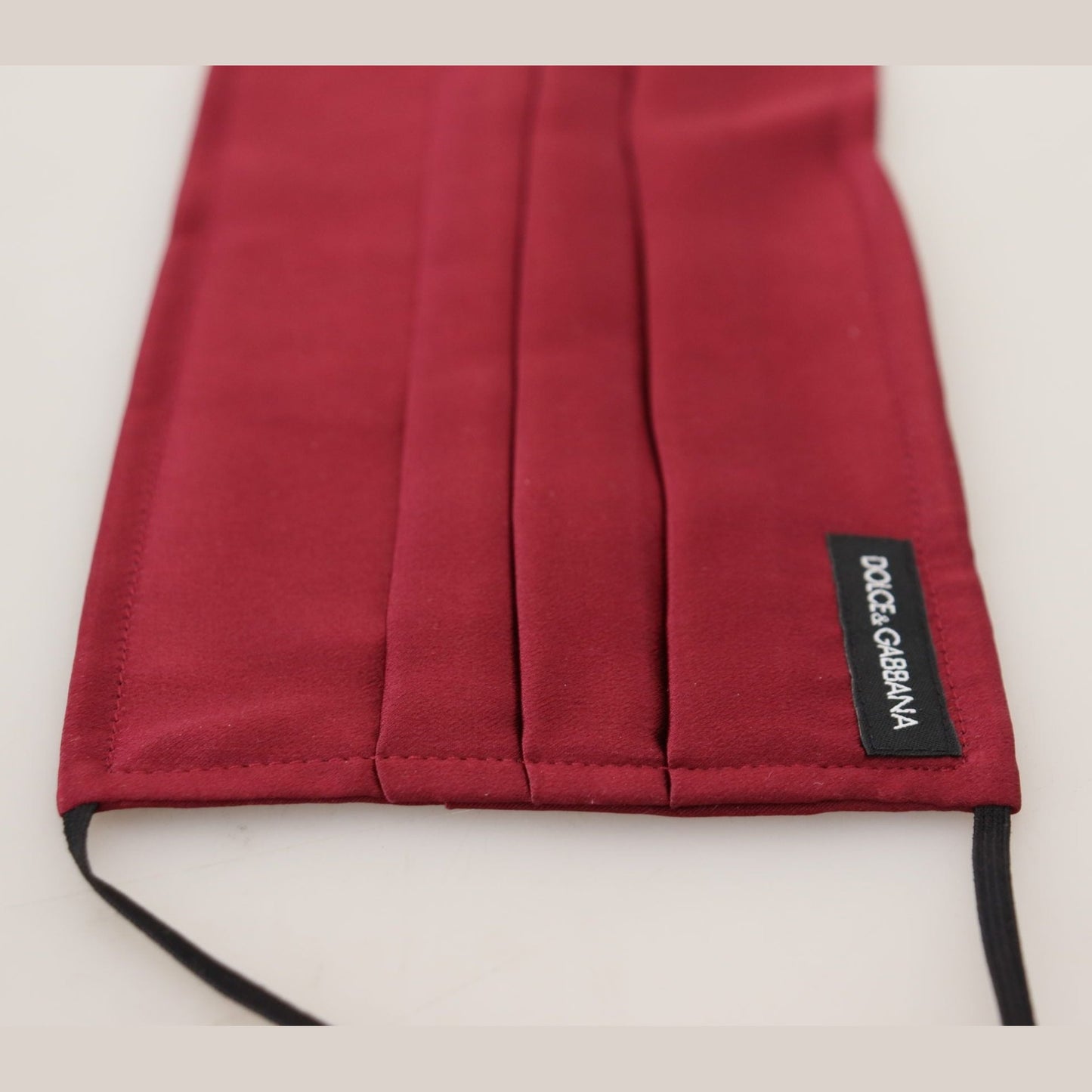 Dolce & Gabbana Maroon Silk Pleated Elastic Ear Strap One Size Face Mask