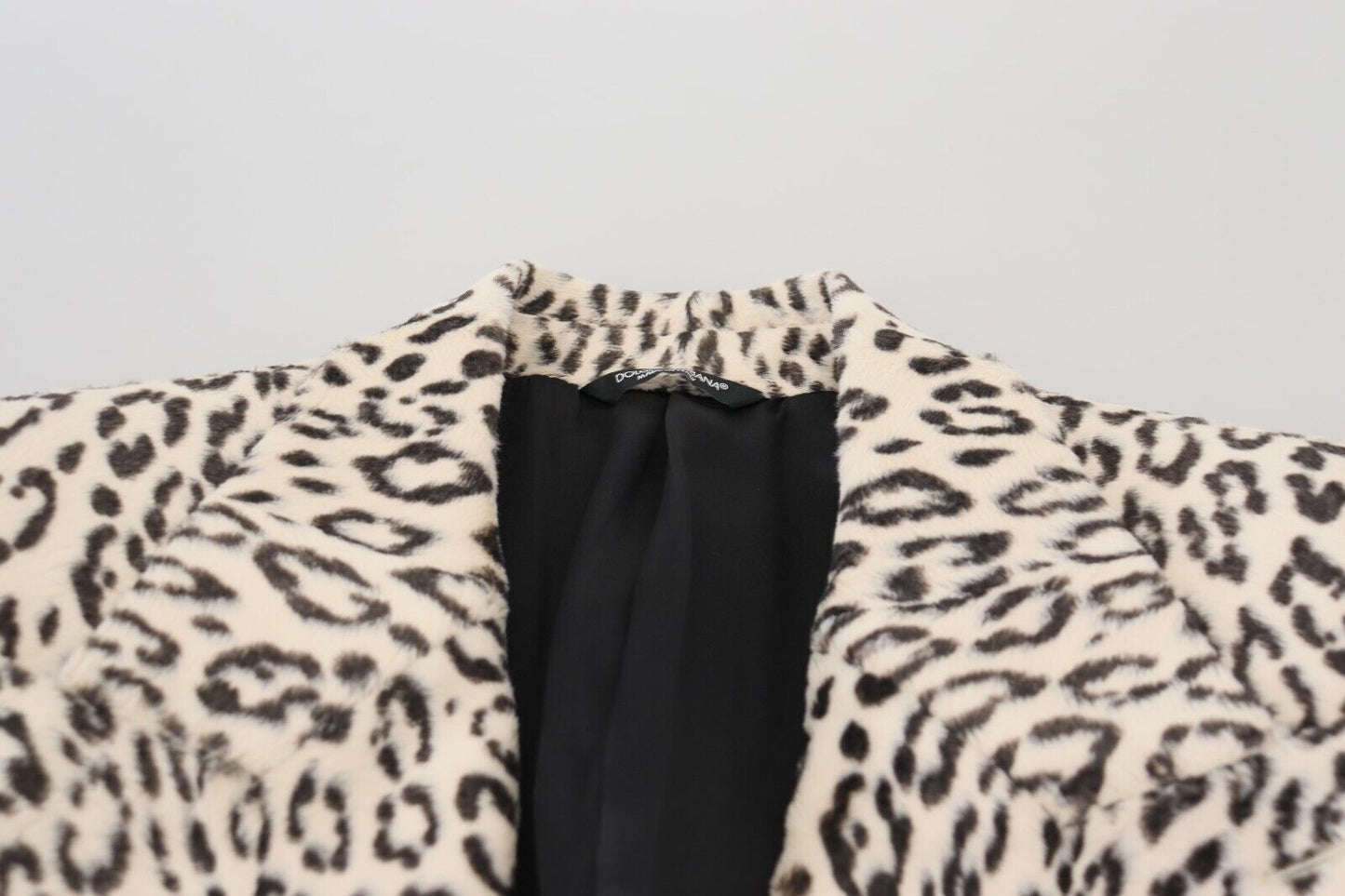 Dolce & Gabbana White Leopard Single Breasted Coat Blazer Dolce & Gabbana