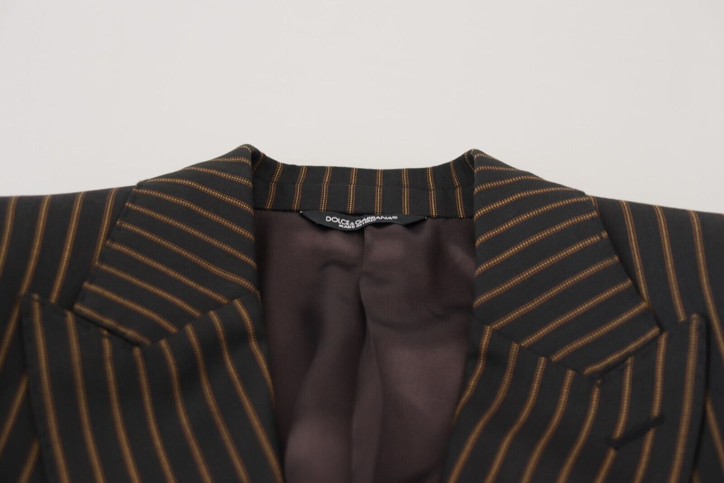Dolce & Gabbana Black Brown Stripes Single Breasted Blazer Dolce & Gabbana