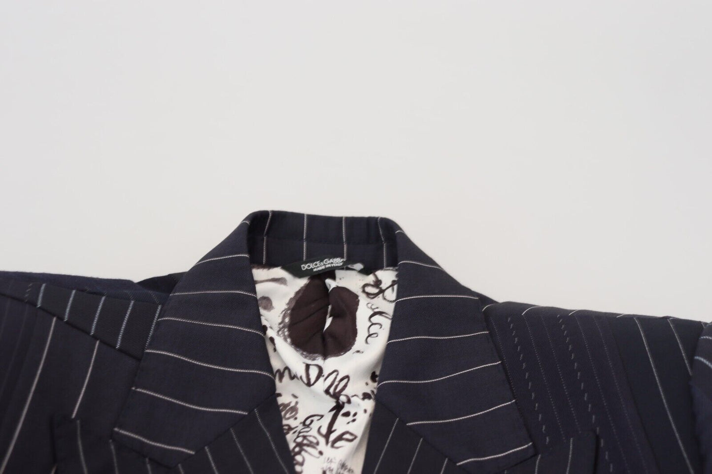 Dolce & Gabbana Blue Wool Patchwork Double Breasted Blazer Dolce & Gabbana