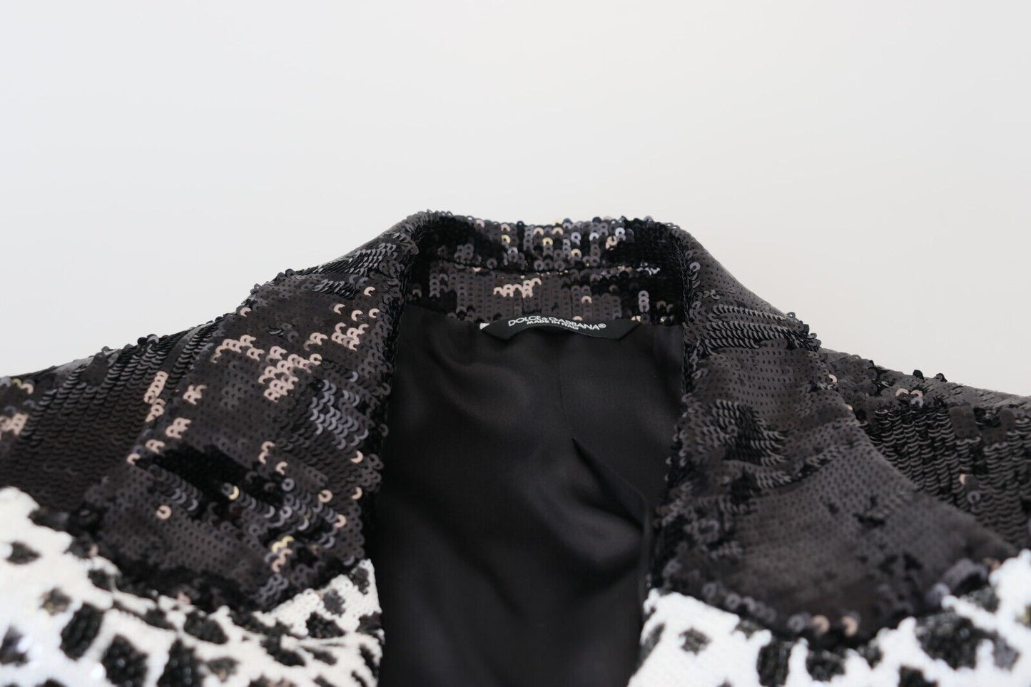 Dolce & Gabbana Black Sequined Cow Pattern Nylon Blazer Dolce & Gabbana