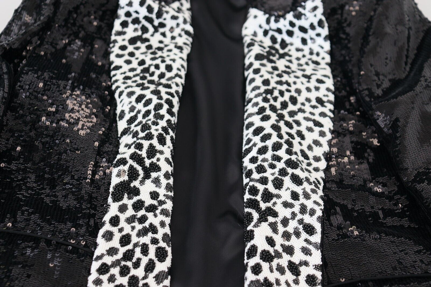 Dolce & Gabbana Black Sequined Cow Pattern Nylon Blazer Dolce & Gabbana