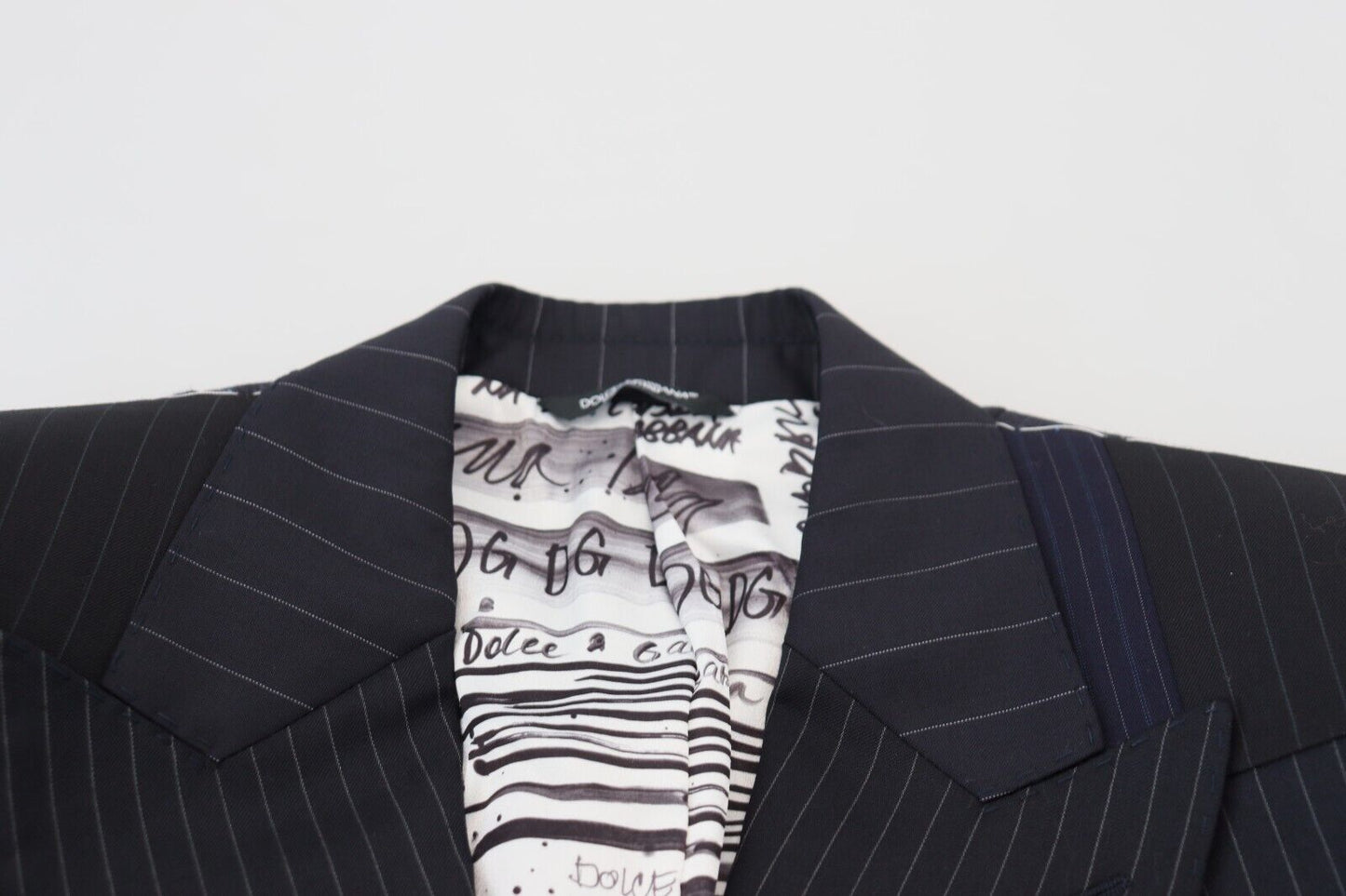 Dolce & Gabbana Blue Wool Patchwork Double Breasted Blazer Dolce & Gabbana