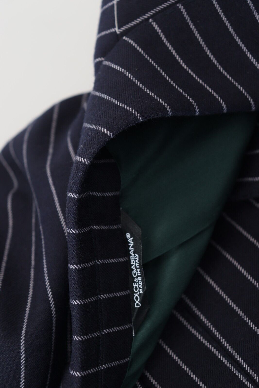 Dolce & Gabbana Dark Blue Stripe Wool Single Breasted Blazer Dolce & Gabbana